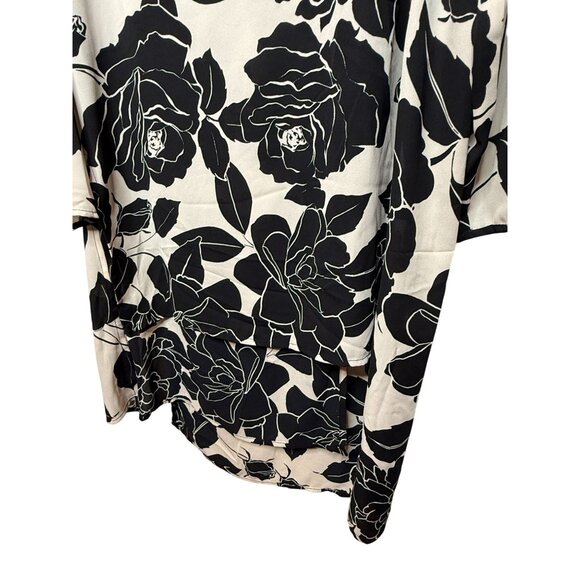 Joseph Ribkoff Black Cream Floral Tunic Top Layered Hem Long Sleeve Size 14 - Picture 10 of 10
